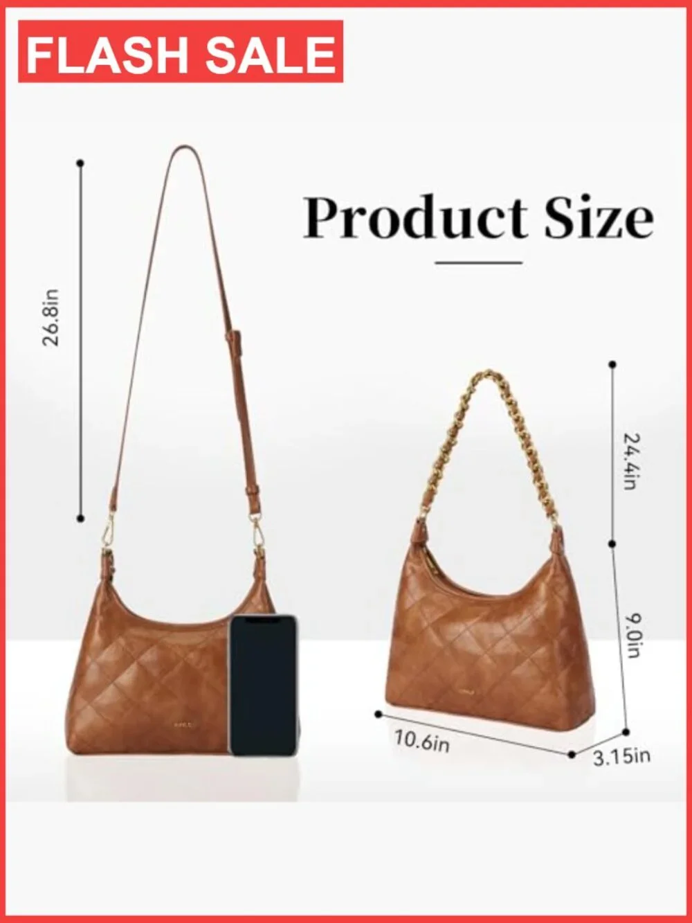 Vintage Crescent Hobo Crossbody Bag with Adjustable Strap